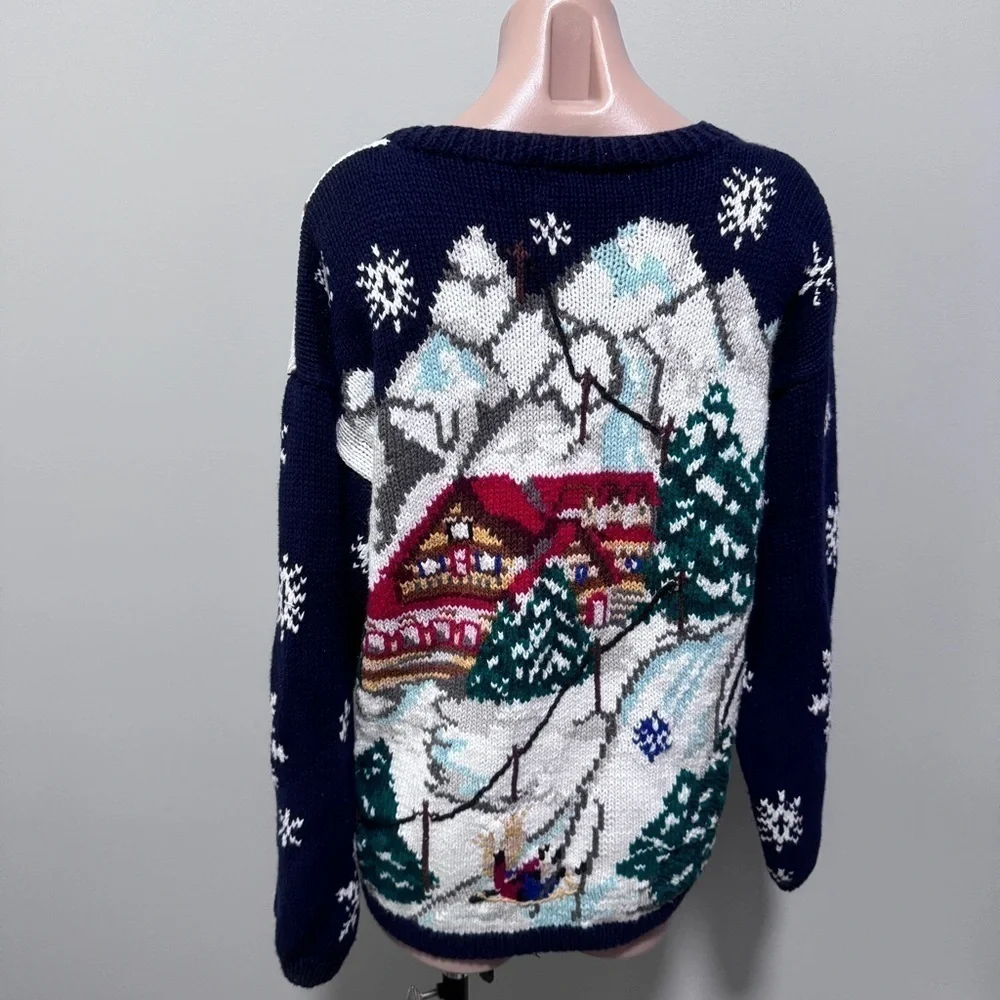The Eagles Eye 1993 Vintage Ski Winter Holiday Christmas Sweater Cardigan Knit